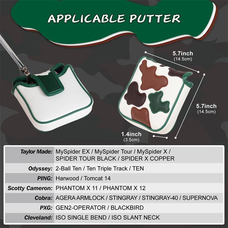 CAMO Square Mallet Putter Headcover With Magnetic Closure-CraftsmanGolf