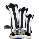 Black White PU Driver Head Cover Set
