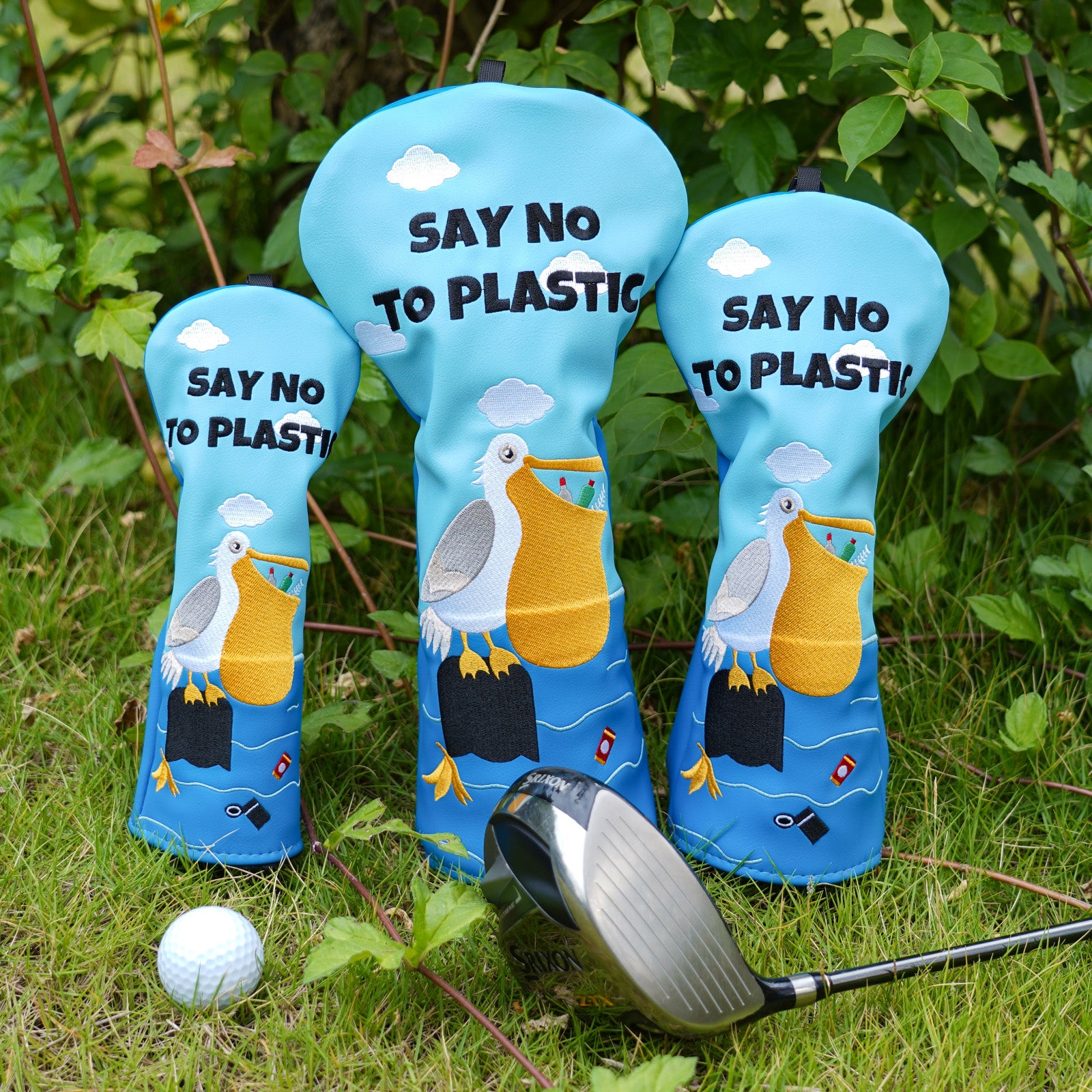 SAY NO TO PLASTIC Wood Putter Head Cover Set