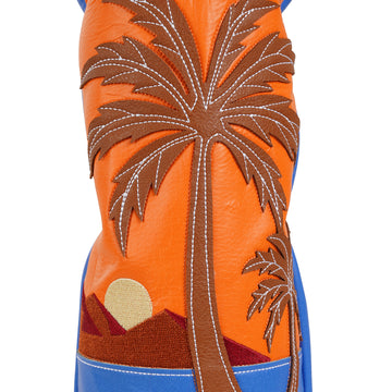 Orange Blue Splicing Coconut Tree Wooden Head Cover Set