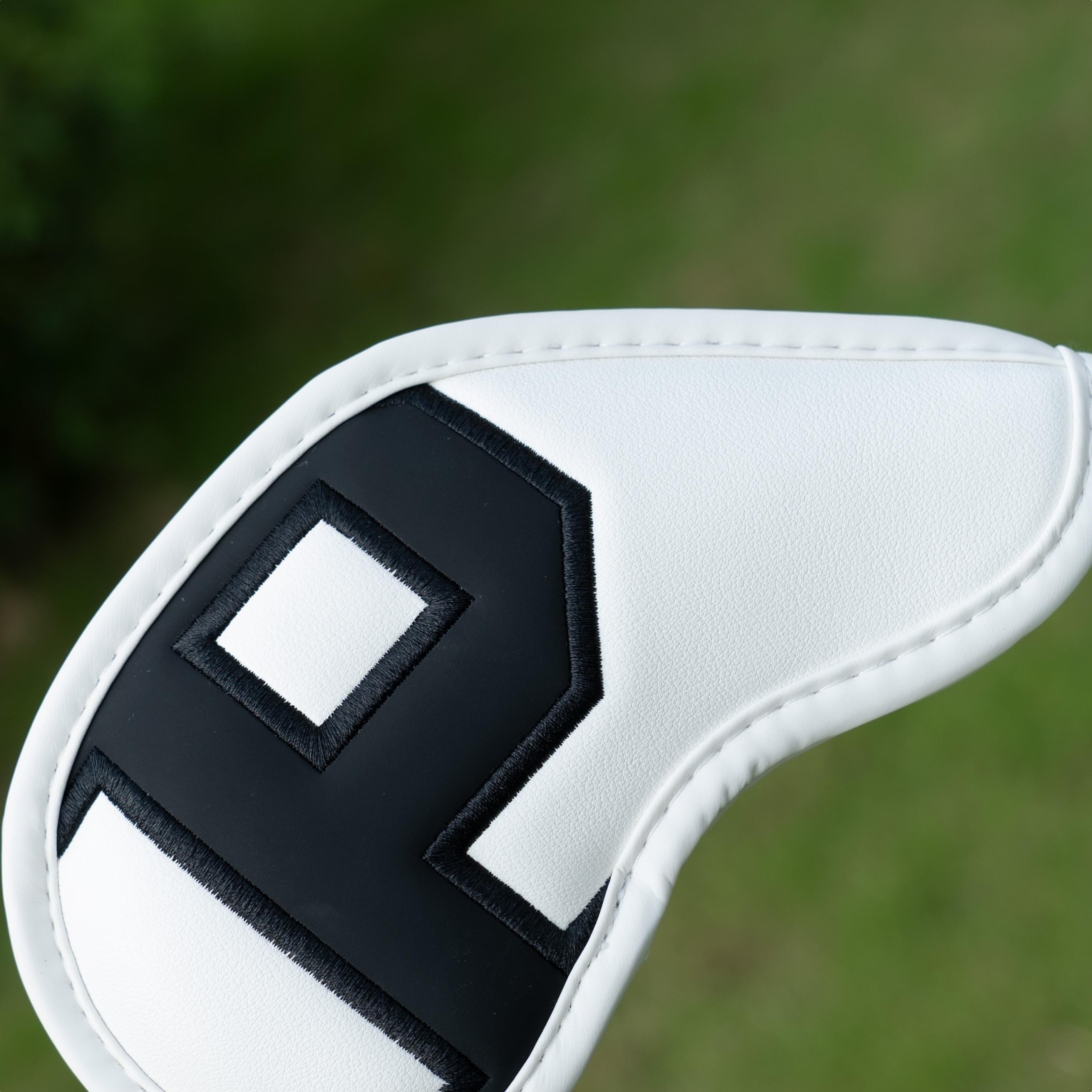 Custom Large No. Magnetic White Leather Iron Head Covers