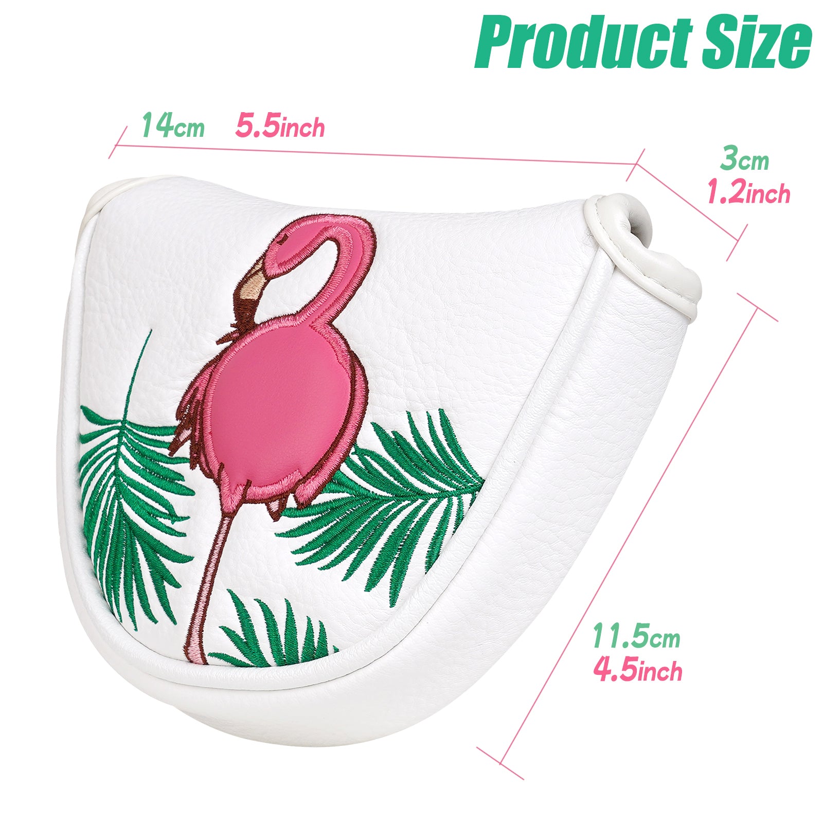 Flamingo White Golf Mallet Putter Head Cover