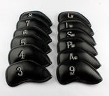 Black Leather Golf Iron Head Covers Set