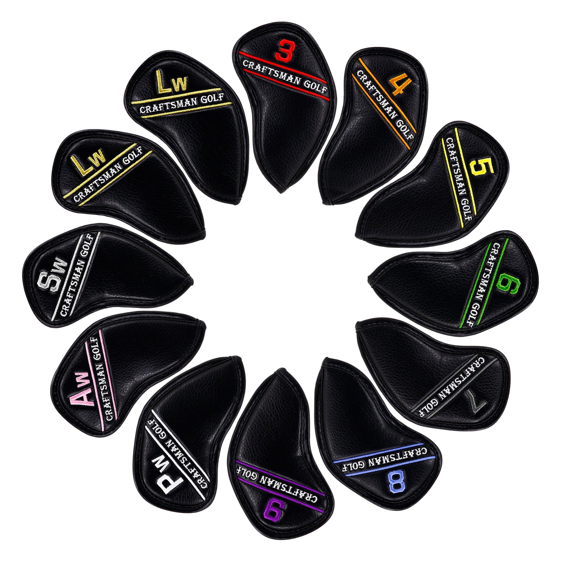 Colorful Embroidery Number Iron Headcover Set