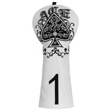 Spade Ace ♠ Golf Club Wood Headcover Set (Driver, Fairway, Utiliy/Hybrid)