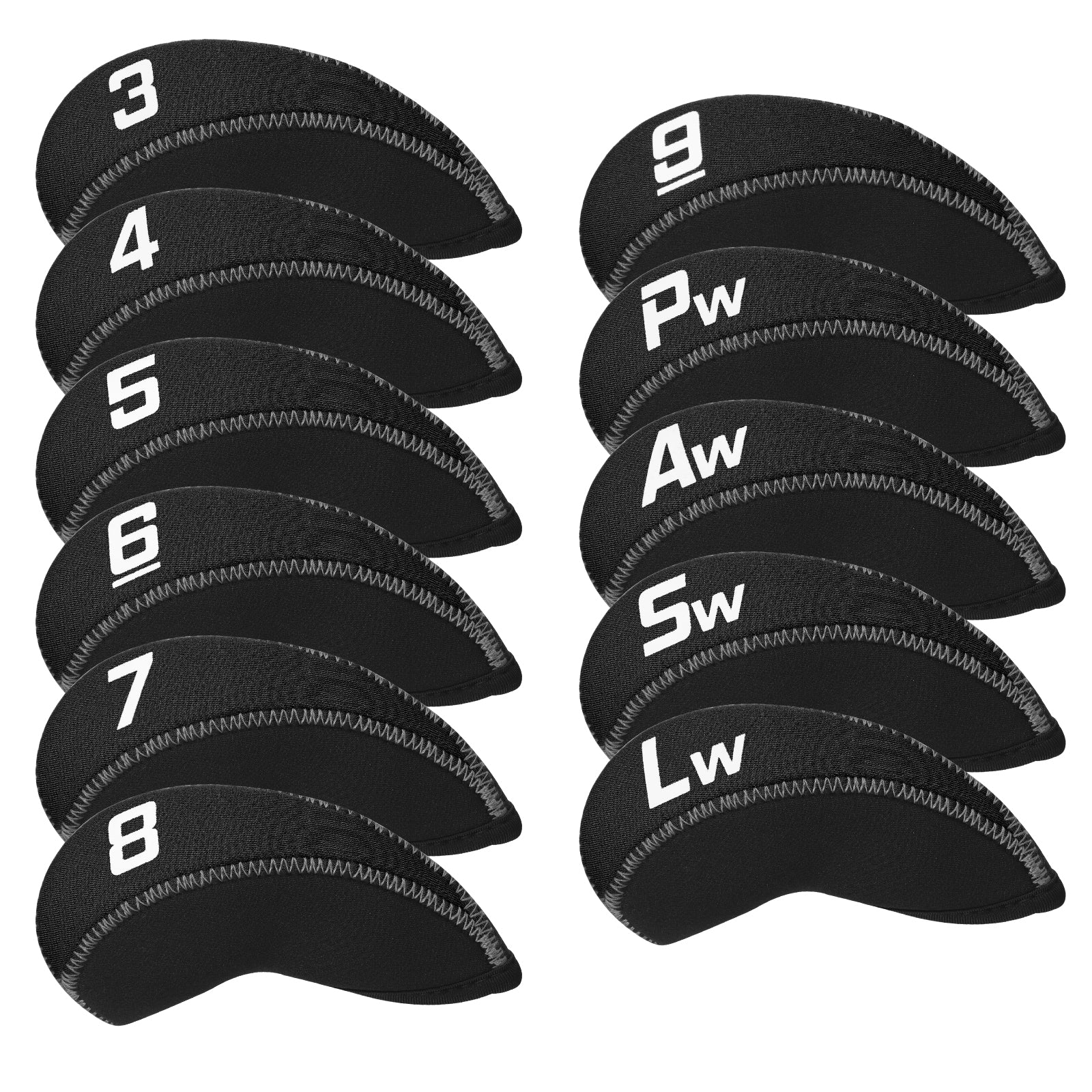 Black Neoprene Iron Covers Set 11pcs(3-9, Pw, Aw, Sw, Lw)