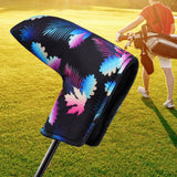 Maple Leaves Floral Black Blade Putter Cover