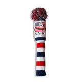 USA Flag Knitted Pom Pom Golf Head Cover - CraftsmanGolf