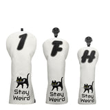 Stay Weird Leather Golf Head Covers for Driver, Fairway and Hybrids