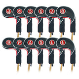 Black & Red Sleeve Clip Iron Headcover Set 12pcs