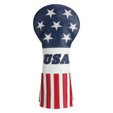 Blue White Leather With Red Stripes Golf Head Covers-CraftsmanGolf