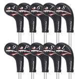 Both Sides Number Printing Shark Zipper Iron Headcover Set