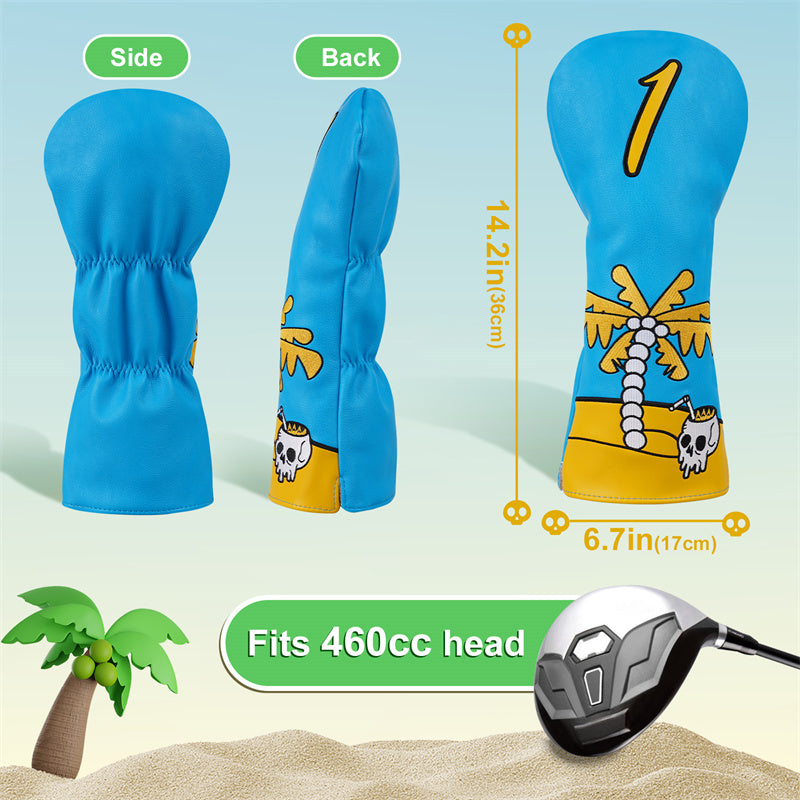Coconut tree & Skull Golf Club Driver Head Cover - Craftsman Golf