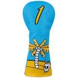Coconut tree & Skull Leather Golf Driver Head Cover