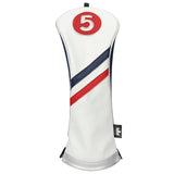 Custom White Blue Red Wood headcovers With Your Name - CraftsmanGolf