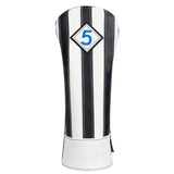 Craftsman Golf® Custom Your Name Black & White Stripe Leather Golf Head Covers