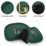 Gold Numbers Embroidered Black Leather Iron Head Cover Set -Craftsman Golf