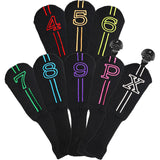 Knitted Colorful Numbers Golf Club Hybrid Iron Head Covers Set 8 Pcs