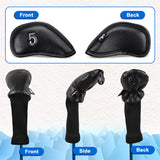 Leather Golf Club Iron Head Covers Set With 3 Hybrid Cover 11 PCS - Craftsman Golf