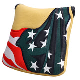 Muddy Yellow PU Leather USA Flag Large Mallet Putter Head Cover
