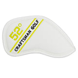 Colorful Embroidery Protective White Leather Wedge Iron Headcover 48° 50° 52° 54° 56° 58° 60° 62° 64°-CraftsmanGolf