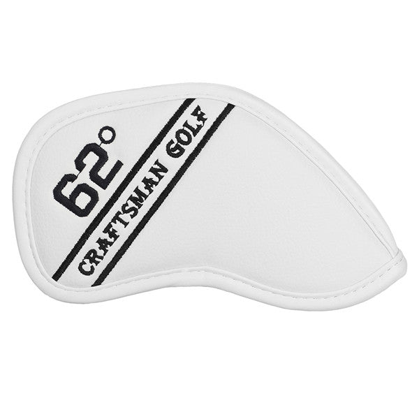 Colorful Embroidery Protective White Leather Wedge Iron Headcover 48° 50° 52° 54° 56° 58° 60° 62° 64°-CraftsmanGolf