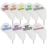 Colorful Embroidery Protective White Leather Wedge Iron Headcover 48° 50° 52° 54° 56° 58° 60° 62° 64°-CraftsmanGolf