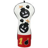 Craftsman Golf Red White Leather Angry Bombs Golf Head Covers