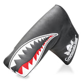 Shark Embroidery Black Leather Blade Putter Head Cover