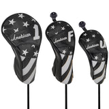 Stars and Stripes Black Leather Golf Wood Head Cover