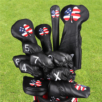 USA Flag Clover Iron Head Covers Set -Craftsman Golf