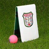 WhiteLeatherShieldScorecard_YardageBookHolder Craftsman golf
