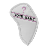 Custom Individual White Leather Iron Head Cover - Craftsman Golf