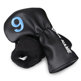 Custom With Your Name Black Leather Blue number Iron Headcovers Set-CraftsmanGolf