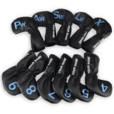 Custom With Your Name Black Leather Blue number Iron Headcovers Set-CraftsmanGolf