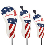Stars and Stripes White Leather Golf Wood Head Cover