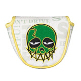 White Green Skull Embroidered Golf Head Cover Set with Iron Suction