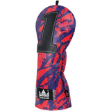 Dark Blue PU Red Crack Print Embroidery Driver Head Cover