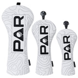 White Map Pattern PAR Patch Golf Headcover Set