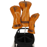 Brown Three Pieces Driver Golf Head Cover Set