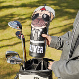 Silver Sunglasses Dog Driver Golf Head Covers