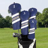 Dark Blue White Stripes Golf Head Covers Set
