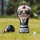 Silver Sunglasses Dog Driver Golf Head Covers