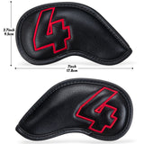 10pcs Red Numbers Black Leather Iron Covers with Magnetic Closure