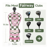 Green Plaid Golf Headcover with Pink Patch Accent