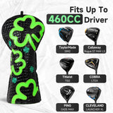 Fluorescent Lucky Clover Crocodile Leather Driver Cover