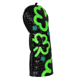 Fluorescent Lucky Clover Crocodile Leather Driver Cover