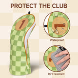 Green Checkered Driver Golf Headcover Set
