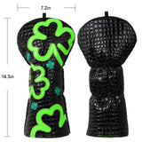 Fluorescent Lucky Clover Crocodile Leather Driver Cover