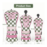 Green Plaid Golf Headcover with Pink Patch Accent